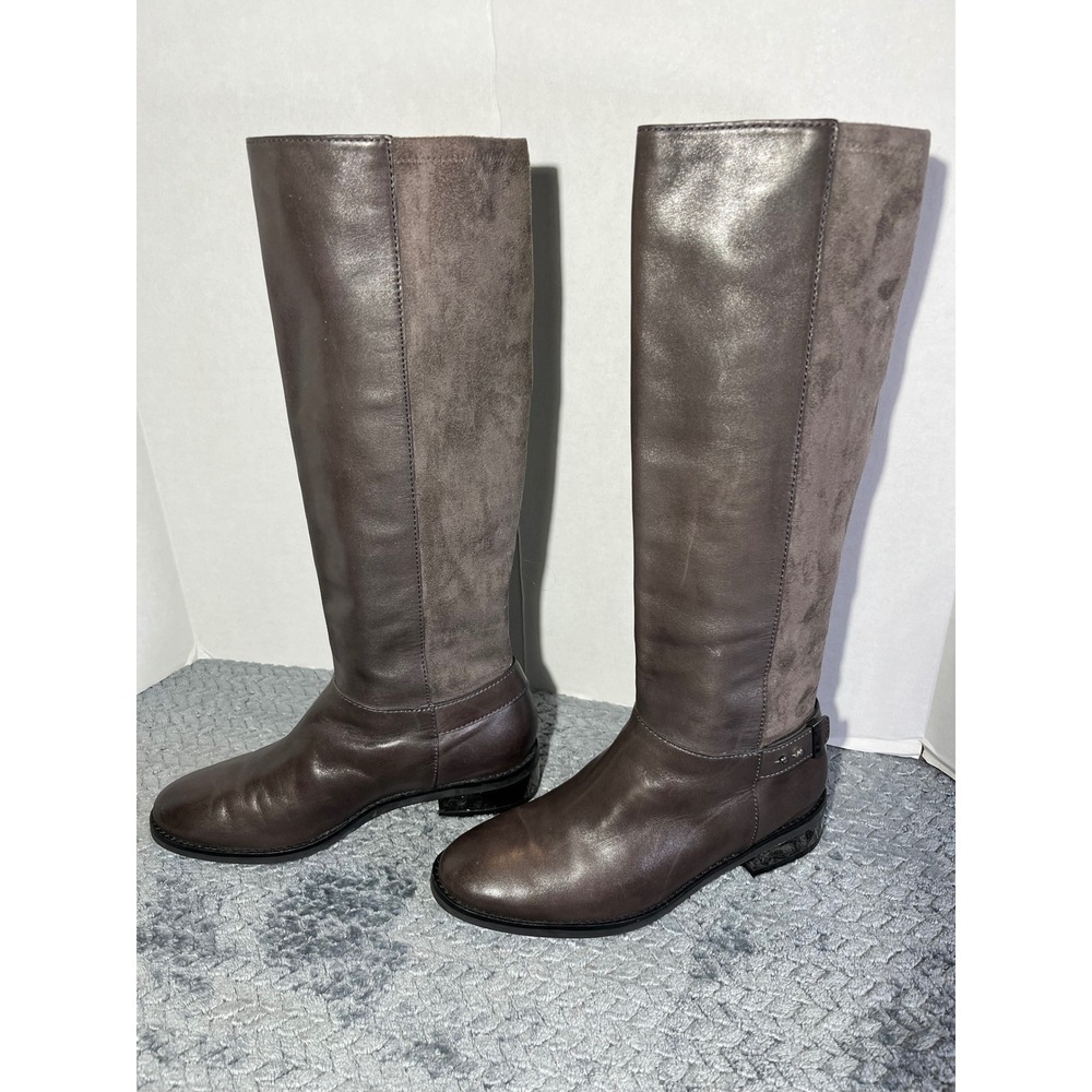 Cole Haan Adler Women Gray Suede Leather Knee High‎ Boots 7B